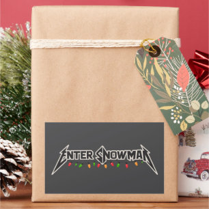 Enter Sneeuwman Kerst Rocker Winter Rock Metaal Rechthoekige Sticker