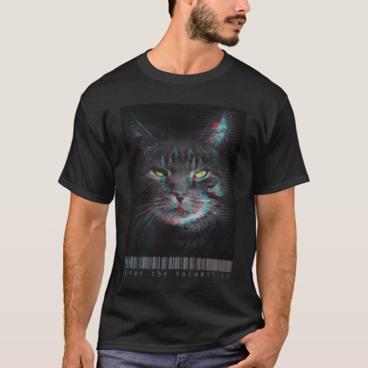 Enter The Void Glitch Maine Coon Feline Aesthetic  T-shirt (Voorkant)
