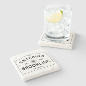 Entering Brookline Massachusetts Marble Onderzette Stenen Onderzetter (Zijkant)