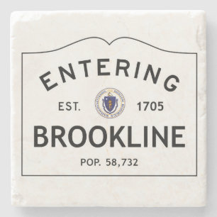 Entering Brookline Massachusetts Marble Onderzette Stenen Onderzetter