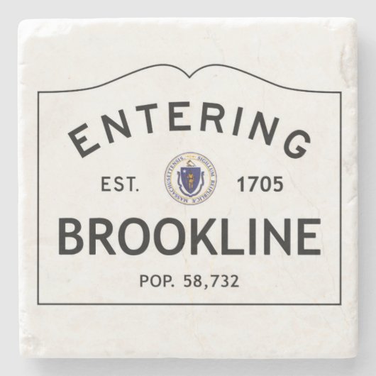 Entering Brookline Massachusetts Marble Onderzette Stenen Onderzetter (Voorkant)
