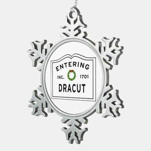 Entering Dracut Massachusett Tin Sneeuwvlok Ornament (Rechts)