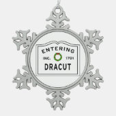 Entering Dracut Massachusett Tin Sneeuwvlok Ornament (Voorkant)