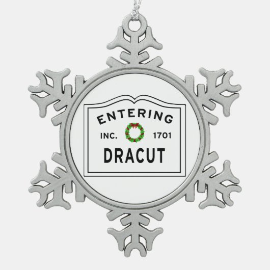 Entering Dracut Massachusett Tin Sneeuwvlok Ornament (Voorkant)