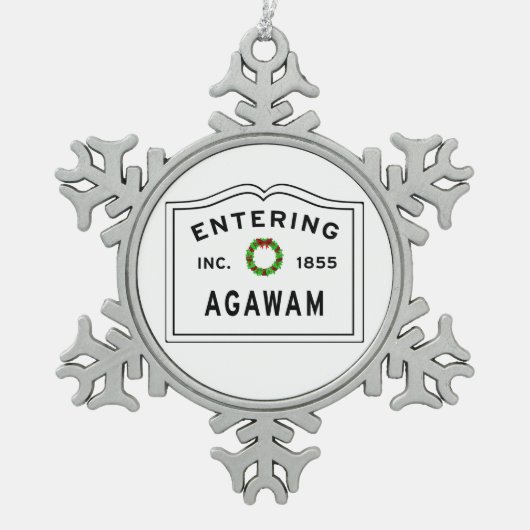 Entering Massachusetts Agawam Tin Sneeuwvlok Ornament (Voorkant)