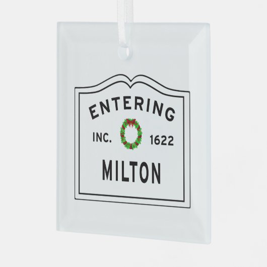Entering Massachusetts Milton Glas Ornament (Voorkant links)