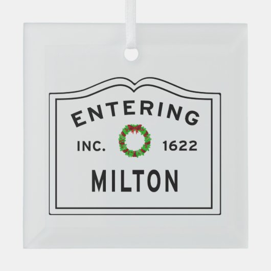 Entering Massachusetts Milton Glas Ornament (Voorkant)