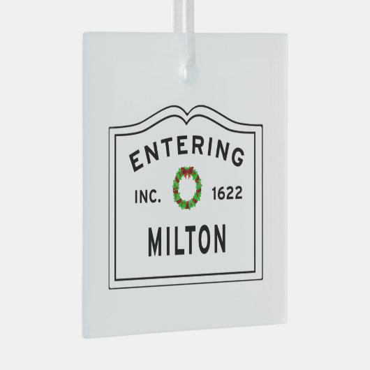 Entering Massachusetts Milton Glas Ornament (Voorkant Rechts)