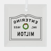 Entering Massachusetts Milton Glas Ornament (Achterkant)