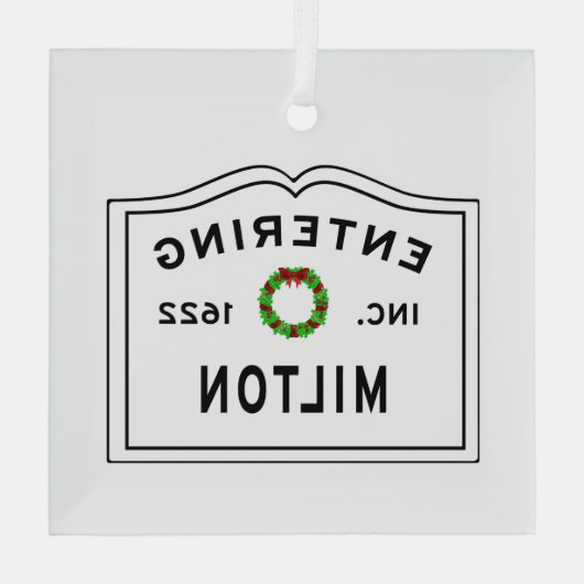 Entering Massachusetts Milton Glas Ornament (Achterkant)