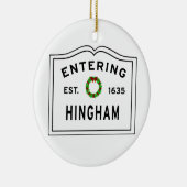 Entering Massachusetts Town Hingham MA Keramisch Ornament (Rechts)