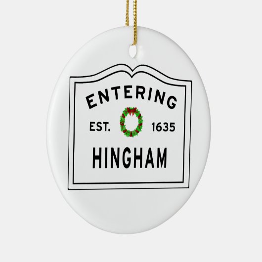 Entering Massachusetts Town Hingham MA Keramisch Ornament (Rechts)