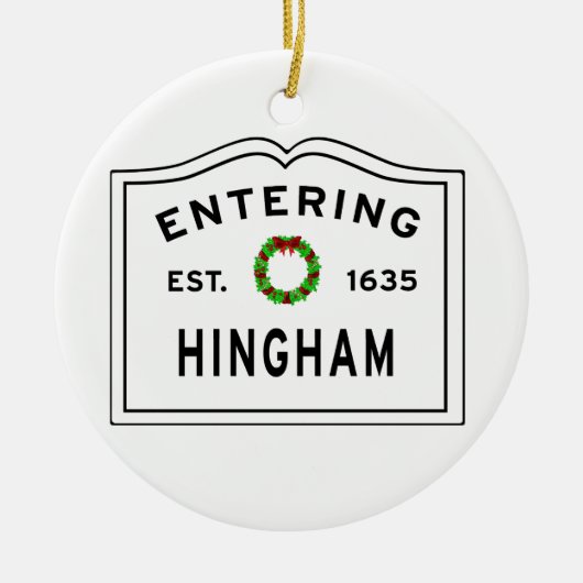 Entering Massachusetts Town Hingham MA Keramisch Ornament (Voorkant)