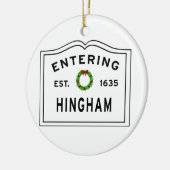 Entering Massachusetts Town Hingham MA Keramisch Ornament (Links)