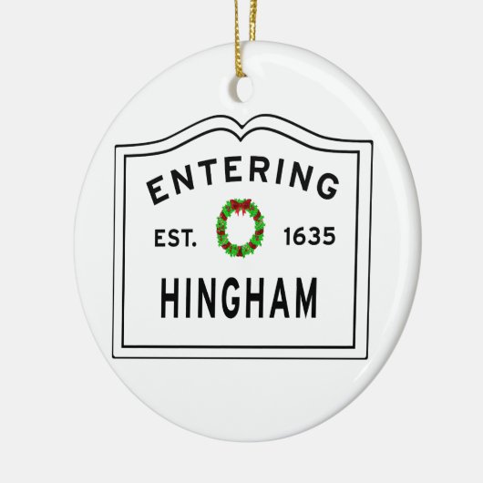 Entering Massachusetts Town Hingham MA Keramisch Ornament (Links)