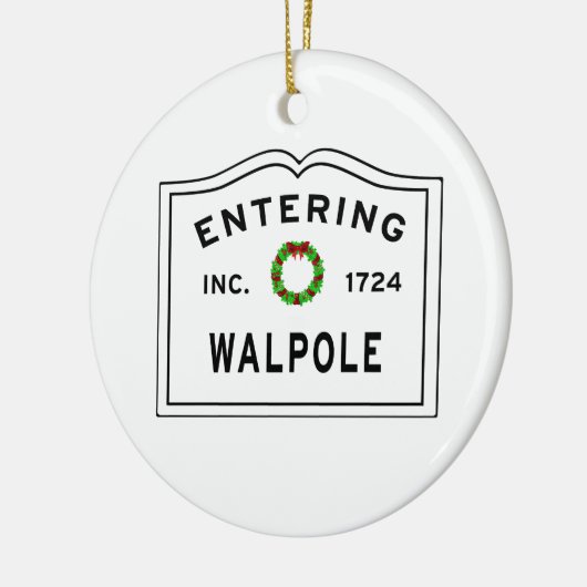 Entering Massachusetts Town Walpole Keramisch Ornament (Links)