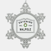 Entering Massachusetts Town Walpole Tin Sneeuwvlok Ornament (Voorkant)