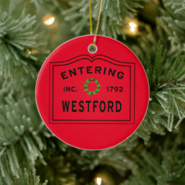 Entering Massachusetts Town Westford Ceramic Ornam Keramisch Ornament
