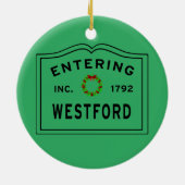 Entering Massachusetts Town Westford Ceramic Ornam Keramisch Ornament (Achterkant)