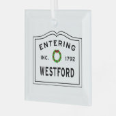 Entering Massachusetts Town Westford MA Glas Ornament (Voorkant links)