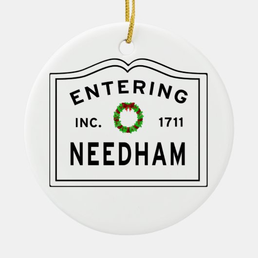 Entering Needham Massachusetts Keramisch Ornament (Voorkant)