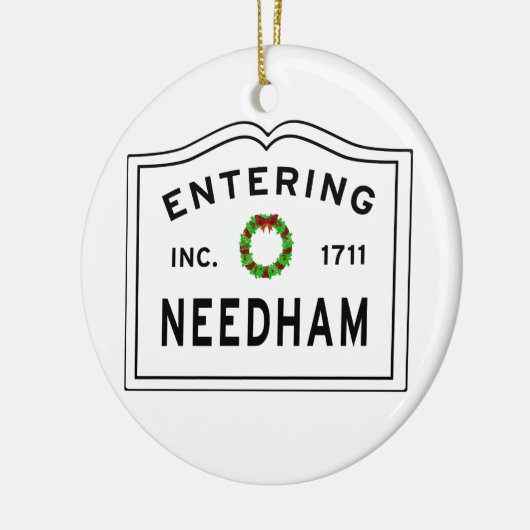 Entering Needham Massachusetts Keramisch Ornament (Links)