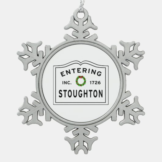 Entering Stoughton Massachusetts Tin Sneeuwvlok Ornament (Voorkant)
