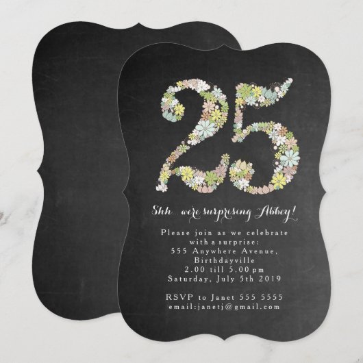 Enterprise 25th Number 25 Birthday Party Invite Kaart (Voorkant / Achterkant)