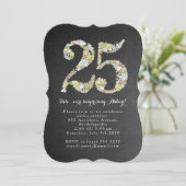 Enterprise 25th Number 25 Birthday Party Invite Kaart (Staand voorkant)