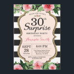 Enterprise 30th Birthday Invitation Women Floral Kaart<br><div class="desc">Verrassend 30e verjaardag Uitnodiging voor vrouwen. Zwarte en gouden feestdag uitnodiging. Gold Glitter. Roze Waterverf bloem. Zwarte en witte strepen. Afdrukbaar digitaal. Voor verdere aanpassing,  te klikken gelieve de knoop "van de Aanpassing het"en ons ontwerphulpmiddel te gebruiken om deze sjabloon te wijzigen.</div>