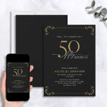 Enterprise 50 & Fabulous Black & Gold Birthday Inv Kaart<br><div class="desc">Het is een bijzondere verrassing voor de 50ste verjaardag, en het is tijd om te vieren! Wil je de beste baard in de stad gooien? Zorg ervoor dat het met de hoogste stijl van start gaat met deze uitnodiging van 50 en Fabulous Black & Gold Calligraphy Birthday. Het zal zeker...</div>