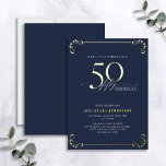 Enterprise 50 & Fabulous Blue & Gold Birthday Folie Uitnodiging<br><div class="desc">Het is je speciale verjaardag, en het is tijd om te vieren! Wil je de beste baard in de stad gooien? Zorg ervoor dat het met de hoogste stijl van start gaat met deze verrassingsuitnodiging voor Folie van 50 jaar & Fabulous Blue & Gold Birthday. Het zal zeker de toon...</div>