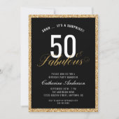 Enterprise 50 & Fabulous Gold Glitter Birthday Par Kaart (Voorkant)