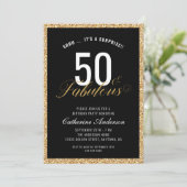 Enterprise 50 & Fabulous Gold Glitter Birthday Par Kaart (Staand voorkant)