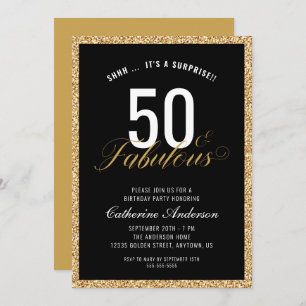 Enterprise 50 & Fabulous Gold Glitter Birthday Par Kaart