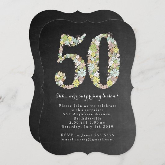 Enterprise 50th Number 50 Birthday Party Invite Kaart (Voorkant / Achterkant)