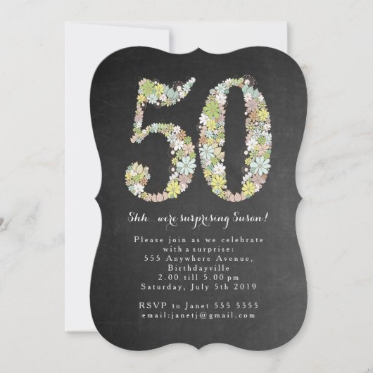 Enterprise 50th Number 50 Birthday Party Invite Kaart (Voorkant)