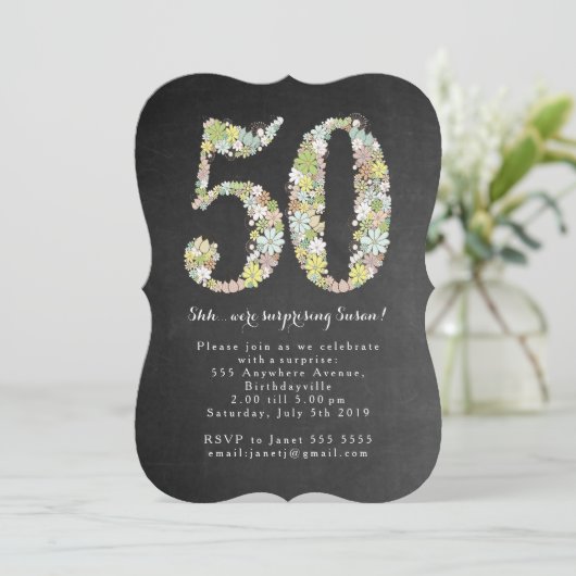 Enterprise 50th Number 50 Birthday Party Invite Kaart (Staand voorkant)