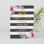 Enterprise 80th Birthday Invitation Women Floral Kaart (Staand voorkant)