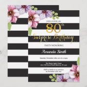 Enterprise 80th Birthday Invitation Women Floral Kaart (Voorkant / Achterkant)