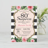 Enterprise 80th Birthday Invitation Women Floral Kaart (Staand voorkant)
