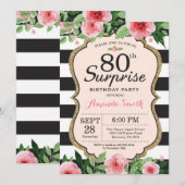 Enterprise 80th Birthday Invitation Women Floral Kaart (Voorkant / Achterkant)