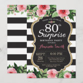 Enterprise 80th Birthday Invitation Women Floral Kaart (Voorkant / Achterkant)