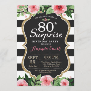 Enterprise 80th Birthday Invitation Women Floral Kaart