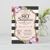 Enterprise 80th Birthday Invitation Women Floral Kaart (Staand voorkant)