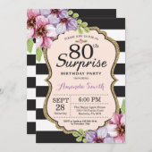 Enterprise 80th Birthday Invitation Women Floral Kaart (Voorkant / Achterkant)