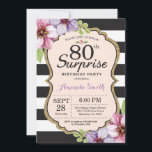 Enterprise 80th Birthday Invitation Women Floral Kaart<br><div class="desc">Verrassend 80ste verjaardag Uitnodiging voor vrouwen. Zwarte en gouden feestdag uitnodiging. Gold Glitter. Paarse Waterverf bloem. Zwarte en witte strepen. Afdrukbaar digitaal. Voor verdere aanpassing,  te klikken gelieve de knoop "van de Aanpassing het"en ons ontwerphulpmiddel te gebruiken om deze sjabloon te wijzigen.</div>