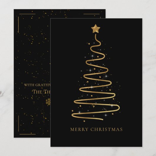 Enterprise Elegant Black Gold Merry-kerstboom Feestdagenkaart (Voorkant / Achterkant)