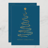 Enterprise Elegant Blue Gold Merry-kerstboom Feestdagenkaart (Voorkant / Achterkant)