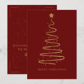 Enterprise Elegant Red Gold Merry-kerstboom Feestdagenkaart (Voorkant / Achterkant)